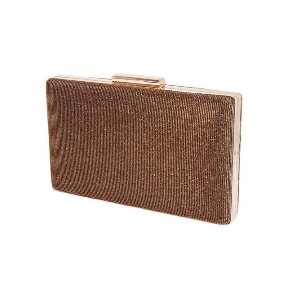 SERI Bronze Gold Hard Case Clutch Evening Bag